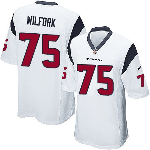 Men Houston Texans 75 Vince Wilfork Nike White Game NFL Jersey